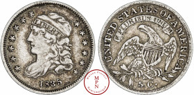 Caped Bust Half Dime, 5 Cents, 1835, Small date, small 5C, Philadelphie, Av. Buste de la Liberté à gauche, entourée d'étoiles, Rv. UNITED STATES OF AM...