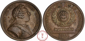 Louis XVI (1774-1792), Naissance de Louis, Duc de Bourgogne, Médaille, 1751, Paris, Av. LOUIS XV. ROY TRES CHRETIEN., Buste lauré et cuirassé à droite...