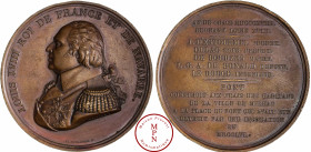 Louis XVIII, Inauguration du Pont de Milhau, 1818, Médaille, De Puymaurin, Av. LOUIS XVIII ROI DE FRANC ET DE NAVARRE, Buste à gauche, Rv. AN DE GRACE...