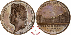 Louis-Philippe (1830-1848), Inauguration du Musée de Versailles, 1837, Médaille, Av. LOUIS PHILIPPE I ROI DES FRANCAIS, Tête laurée à gauche, Rv. MUSE...
