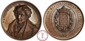 Louis-Philippe (1830-1848), Vicomte de Chateaubriand, La Bretagne Historique, Médaille par Bovy, Av. F. A. VICOMTE DE CHATEAUBRIAND, Buste de face de ...