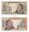 Cinquième République (1958-), Banque de France, 100 Nouveaux Francs sur 10000 Francs, Surchargé, Bonaparte, Type 1955, E.30-10-1958.E., J,145 n°69140,...