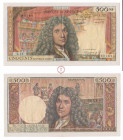 Cinquième République (1958-), Banque de France, 500 Nouveaux Francs, Molière, Type 1959, B.5-9-1963.B., L,12 n°80268, TTB+, Fayette 60.05, Deux épingl...