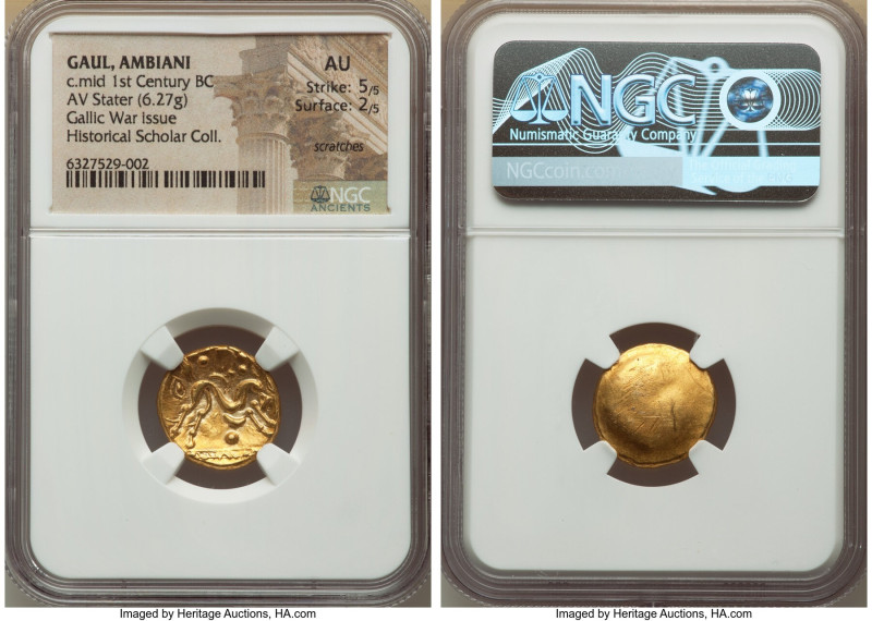 NORTHEAST GAUL. Ambiani. Ca. 59-50 BC. AV stater (18mm, 6.27 gm). NGC AU 5/5 - 2...