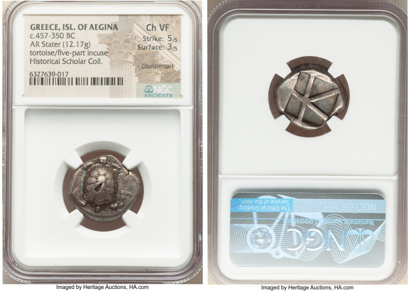 SARONIC ISLANDS. Aegina. Ca. 457-350 BC. AR stater (21mm, 12.17 gm). NGC Choice ...