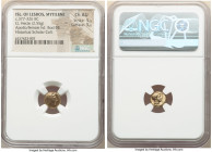 LESBOS. Mytilene. Ca. 377-326 BC. EL sixth-stater or hecte (10mm, 2.55 gm, 12h). NGC Choice AU 5/5 - 5/5. Laureate head of Apollo right / Head of fema...