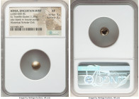 IONIA. Uncertain mint. Ca. 650-600 BC. EL 1/12 stater or hemihecte (7mm, 1.20 gm). NGC XF 5/5 - 4/5. Lydo-Milesian standard. Blank convex surface / In...