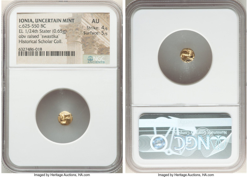 IONIA. Uncertain mint. Ca. 625-550 BC. EL 1/24 stater or myshemihecte (7mm, 0.65...