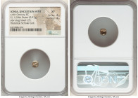 IONIA. Uncertain mint. Ca. 6th century BC. EL 1/24 stater or myshemihecte (6mm, 0.51 gm). NGC XF 4/5 - 4/5. Lydo-Milesian standard. Uncertain legend, ...