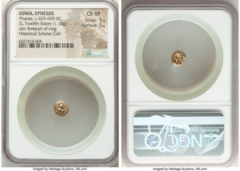 IONIA. Ephesus. Phanes (ca. 625-600 BC). EL 1/12 stater or hemihecte (8mm, 1.14 ...