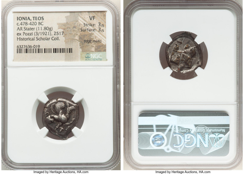 IONIA. Teos. Ca. 478-420 BC. AR stater (21mm, 11.80 gm). NGC VF 3/5 - 3/5, edge ...