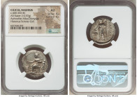 CILICIA. Nagidus. Ca. 400-333 BC. AR stater (25mm, 10.57 gm, 6h). NGC AU 4/5 - 4/5. Aphrodite, wearing turreted crown, seated left, phiale in right ha...