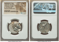 PHOENICIA. Tyre. Ca. 126/5 BC-AD 65/6. AR shekel (26mm, 14.08 gm, 1h). NGC Choice VF 3/5 - 4/5. Dated Civic Year 104 (23/2 BC). Laureate bust of Melqa...
