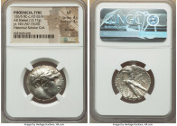 PHOENICIA. Tyre. Ca. 126/5 BC-AD 65/6. AR shekel (25mm, 13.77 gm, 11h). NGC VF 4/5 - 3/5, brushed. Dated Civic Year 145 (AD 19/20). Laureate bust of M...