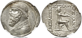 PARTHIAN KINGDOM. Mithradates II (ca. 121-91 BC). AR tetradrachm (29mm, 15.89 gm, 11h). NGC Choice AU 4/5 - 3/5, Fine Style. Seleucia on Tigris, ca. 1...