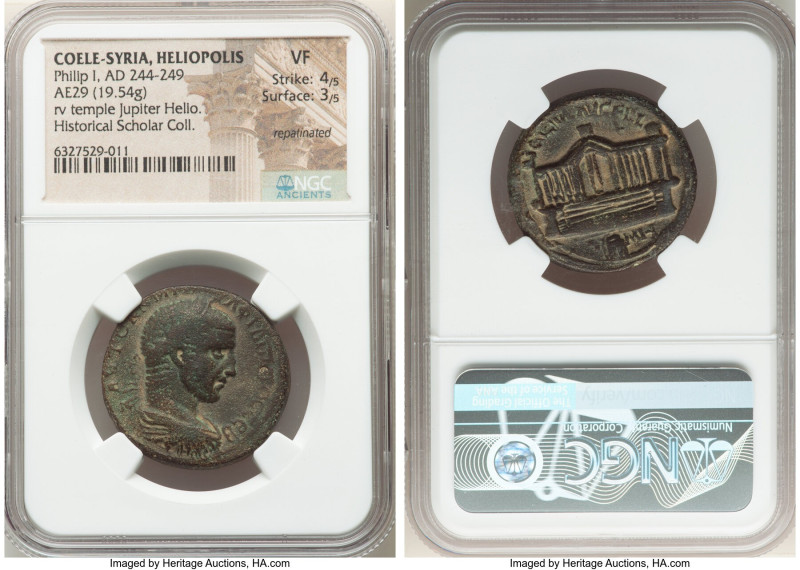 COELE-SYRIA. Heliopolis. Philip I (AD 244-249). AE (29mm, 19.54 gm, 5h). NGC VF ...