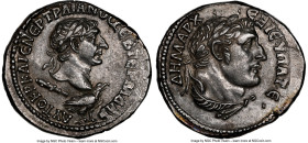 PHOENICIA. Tyre. Trajan (AD 98-117). AR tetradrachm (27mm, 14.08 gm, 6h). NGC Choice AU 4/5 - 4/5, light marks. Consular Year V and Tribunician Year X...
