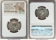 PHOENICIA. Tyre. Trajan (AD 98-117). AR tetradrachm (28mm, 14.99 gm, 6h). NGC AU 5/5 - 3/5, Fine Style, light graffito, flan flaw. Tyre, AD 103-109. A...