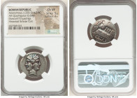 Anonymous. Ca. 225-214/2 BC. AR didrachm or quadrigatus (24mm, 6.69 gm, 7h). NGC Choice VF 5/5 - 4/5. Uncertain mint. Laureate janiform heads of the D...