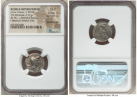 Julius Caesar, as Imperator (January-February 44 BC), with Lucius Aemilius Buca, as Moneyer. AR denarius (18mm, 3.71 gm, 5h). NGC Choice Fine 5/5 - 3/...