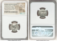 L. Servius Rufus (ca. 43 BC). AR denarius (19mm, 3.63 gm, 9h). NGC Fine 4/5 - 4/5, bankers mark. Rome. L•SERVIVS-RVFVS, bare head of Brutus (?) right ...