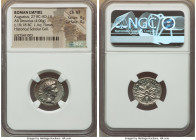 Augustus (27 BC-AD 14). AR denarius (19mm, 4.06 gm). NGC Choice VF 4/5 - 4.5. Rome, ca. 19/18 BC, L. Aquillius Florus, moneyer. CAESAR-AVGVSTVS, bare ...