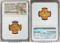 Heraclius (AD 610-641), with Heraclius Constantine. AV solidus (22mm, 4.50 gm, 7h). NGC Choice AU 5/5 - 3/5, edge marks. Constantinople, 10th officina...