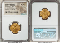 Basil I the Macedonian (AD 868-886), with Constantine. AV solidus (20mm, 4.46 gm, 6h). NGC Choice AU 5/5 - 3/5, brushed, edge marks. Constantinople, A...
