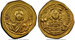 Constantine X Ducas (AD 1059-1067). AV tetarteron nomisma (20mm, 4.06 gm, 6h). NGC AU 4/5 - 3/5, light marks. Constantinople. Nimbate bust of the Virg...