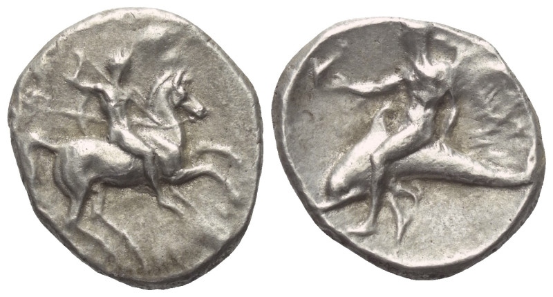 Kalabrien. Tarent.

 Didrachme oder Nomos (Silber). Ca. 281 - 272 v. Chr.
Vs:...