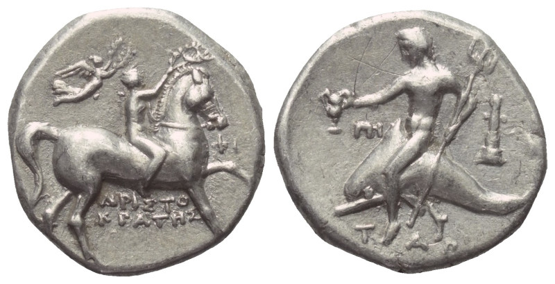 Kalabrien. Tarent.

 Didrachme oder Nomos (Silber). Ca. 272 - 240 v. Chr.
Vs:...