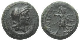 Sizilien. Gaulos.

 Bronze. 2. - 1. Jhdt. v. Chr.
Vs: Kopf der Athena (oder Roma?) mit korinthischem Helm rechts, darzunter Mondsichel.
Rs: Kriege...