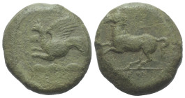 Sizilien. 'Kainon'.

 Bronze. Ca. 360 - 340 v. Chr.
Vs: Greif nach links springend.
Rs: Pferd nach links galoppierend.

23 mm. 11,42 g. 

HGC ...