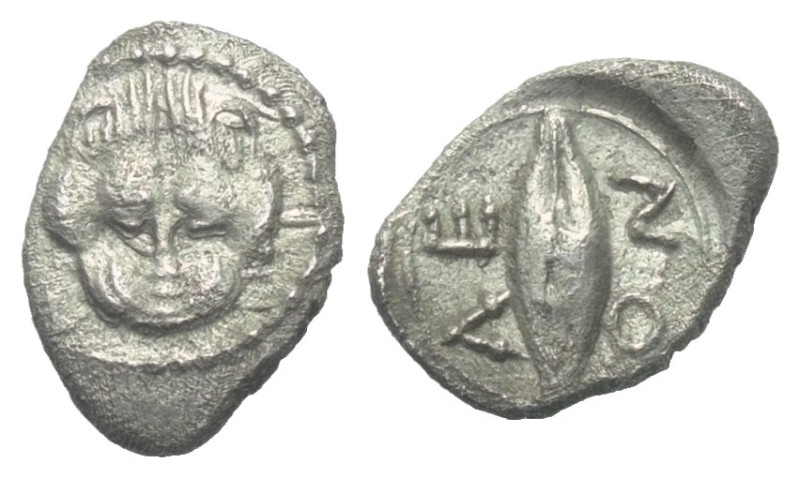 Sizilien. Leontinoi.

 Obol (Silber). Ca. 476 - 466 v. Chr.
Vs: Löwenkopf en ...