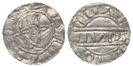 Friesland - Grafschaft. Bruno III. (1038 - 1057).

 Denar (Silber).
Zeitgenössische Imitation.

Vs: Truglegende. Kopf links, davor Kreuzstab.
Rs...