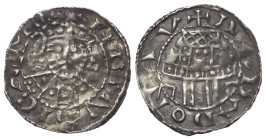 Regensburg - Königlich. Heinrich IV. (1084 - 1106).

 Denar (Silber). Regensburg.
Vs: + HEINRICVS IMP. Bärtige Büste en face.
Rs: + RADADONAV. Geb...