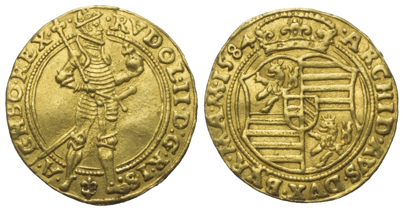 Habsburger bis 1806. Rudolf II. (1576 - 1612).

 Dukat (Gold). 1584. Prag.
Vs...