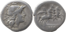 Roman Republic
Anonymous. Denarius. 200-190 BC. South of Italy. AR. 3,32 g. Anv.: Head of Roma right, X behind. Rev.: The Dioscuri riding right, stars...