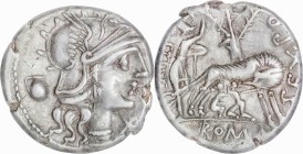 Roman Republic
Sex. Pompeius Fostlus AR Denarius, 3,85g. Rome, 137 BC. Helmeted head of Roma to right; jug behind; X below, Rev SEX•PO FOSTLVS, she-w...