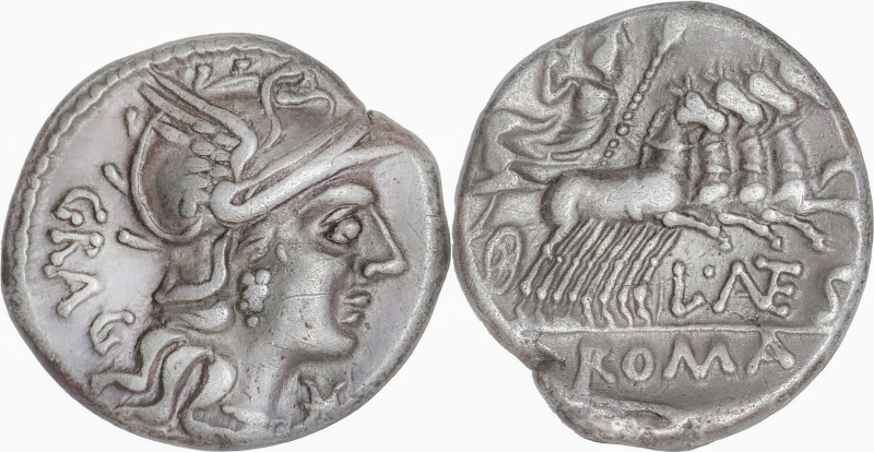 Roman Republic
L. Antestius Gragulus AR Denarius, 3,73 Rome, 136 BC. Helmeted h...