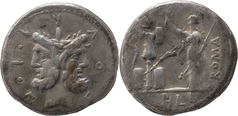 Roman Republic
M. Furius L. f. Philus AR Denarius, 3,52g. Rome, 119 BC. Laureate...