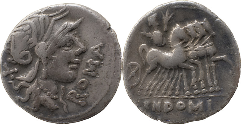 Roman Republic
Cn. Domitius Ahenobarbus AR Denarius, 3,78g. Rome, 116-115 BC. H...
