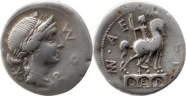 Roman Republic
Mn. Aemilius Lepidus AR Denarius, 3,68g. Rome, 114 BC. Laureate female bust right; before, ROMA upwards, star behind Rev Three arches, ...