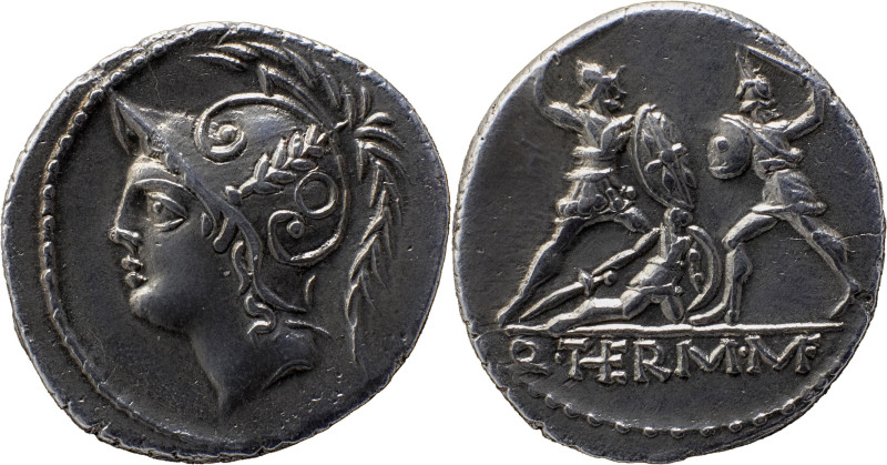 Roman Republic
Q. Minucius Thermus M. f. AR Denarius, 3,90g. Rome, 103 BC. Helme...