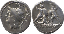 Roman Republic
Q. Minucius Thermus M. f. AR Denarius, 3,68g. Rome, 103 BC. Helmeted head of Mars to left. Rev Two warriors in combat, one on left prot...