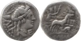 Roman Republic
C. Allius Bala AR Denarius, 3,72g. Rome, 92 BC. Diademed female head to right; BALA downwards behind, F below chin. Rev Diana in biga o...