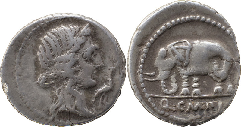 Roman Republic
Q. Caecilius Metellus Pius AR Denarius, 3,85g. Spanish mint, 77-7...