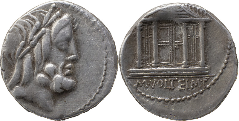 Roman Republic
M. Volteius M. f. AR Denarius, 4,25g. Rome, 75 BC. Laureate and b...
