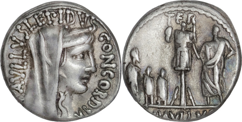 Roman Republic
L. Aemilius Lepidus Paullus AR Denarius, 3.85g,. Rome, 62 BC. PAV...