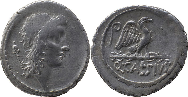 Roman Republic
Q. Cassius Longinus AR Denarius, 3.83g, Rome, 55 BC. Head of Geni...